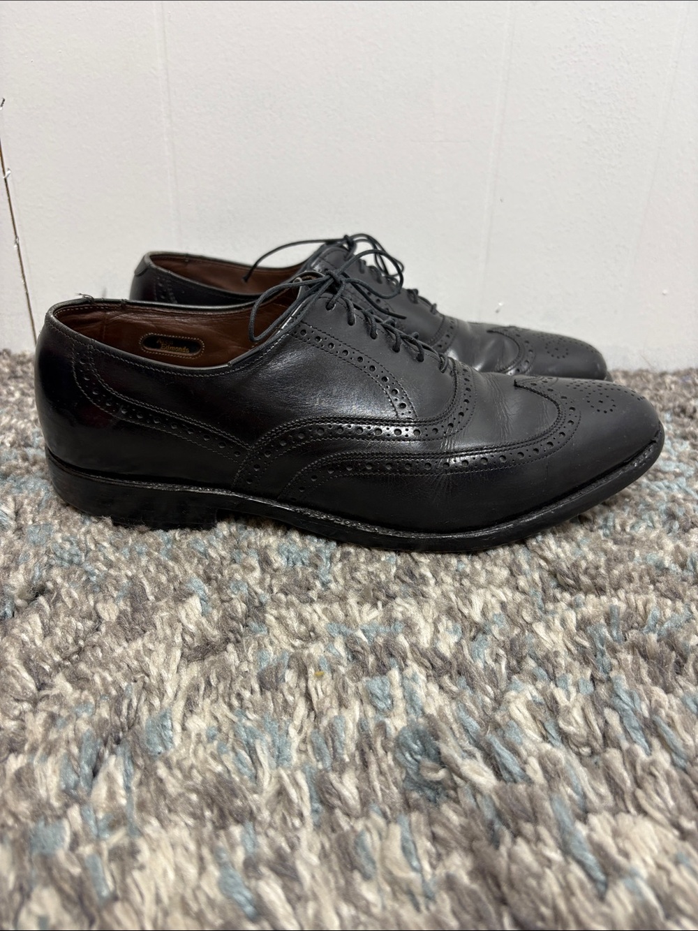 Allen Edmonds Shoes Mens 10 C Chester Wingtip Brogue Oxfords Black Leather